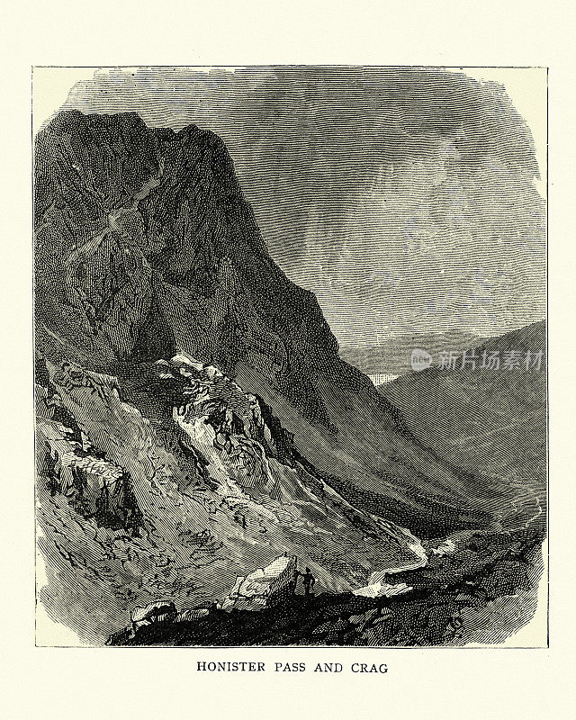 Honister Pass和峭壁，英国湖区，19世纪